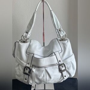 Authentic B. MAKOWSKY quality white leather large PURSE/Shoulder bag~cell phone